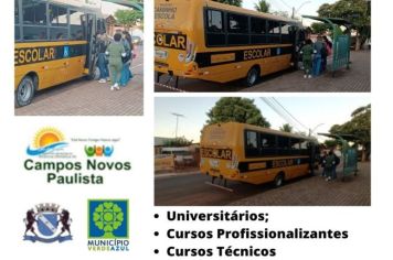 PREFEITURA MUNICIPAL REALIZA TRANSPORTE PÚBLICO GRATUITO COLETIVO PARA ALUNOS DE CURSOS TECNICOS/PROFISSIONALIZANTES E ENSINO SUPERIOR.