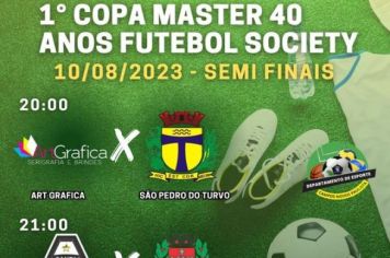 Está chegando a semi final da 1ª Copa Master 40 anos de futebol society de Campos Novos Paulista!