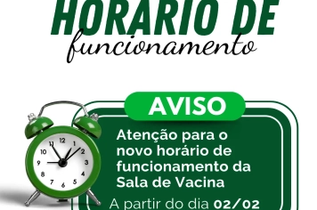 Novos Horários da Sala de Vacina