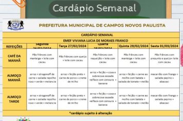 Cardápio Semanal 