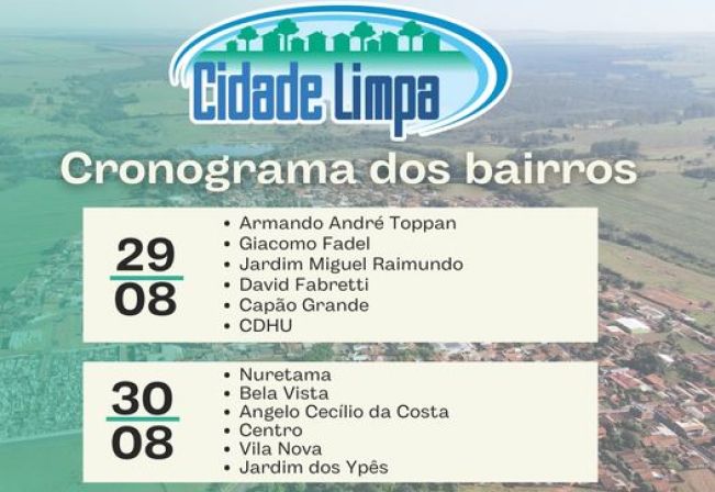 Cidade Limpa Cronograma de Bairros