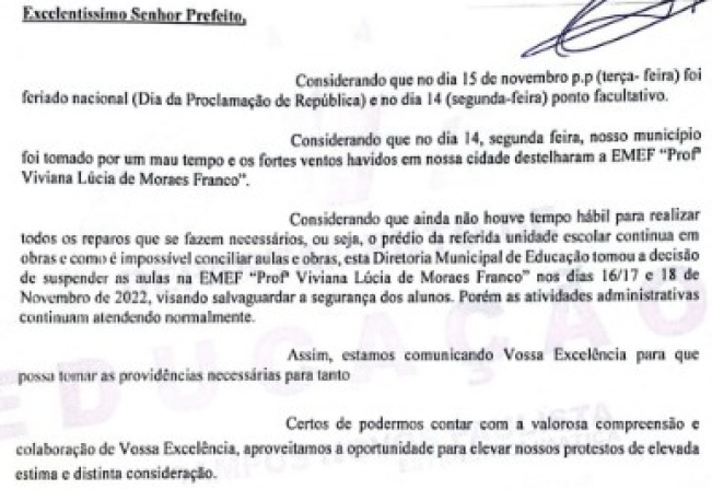 COMUNICADO AULAS DA EMEF