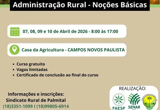 Curso de Administração Rural com Inscrições Abertas