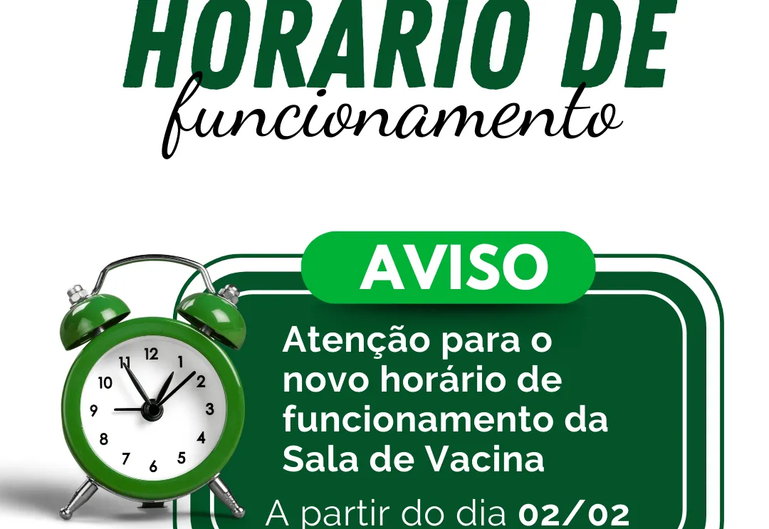 Novos Horários da Sala de Vacina